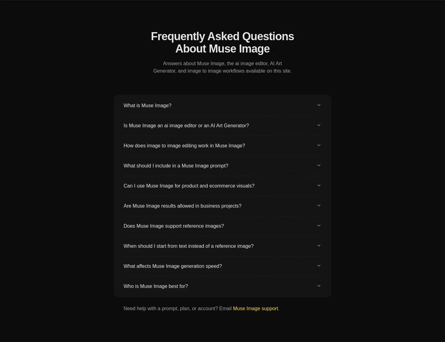museimageai.pro FAQ section