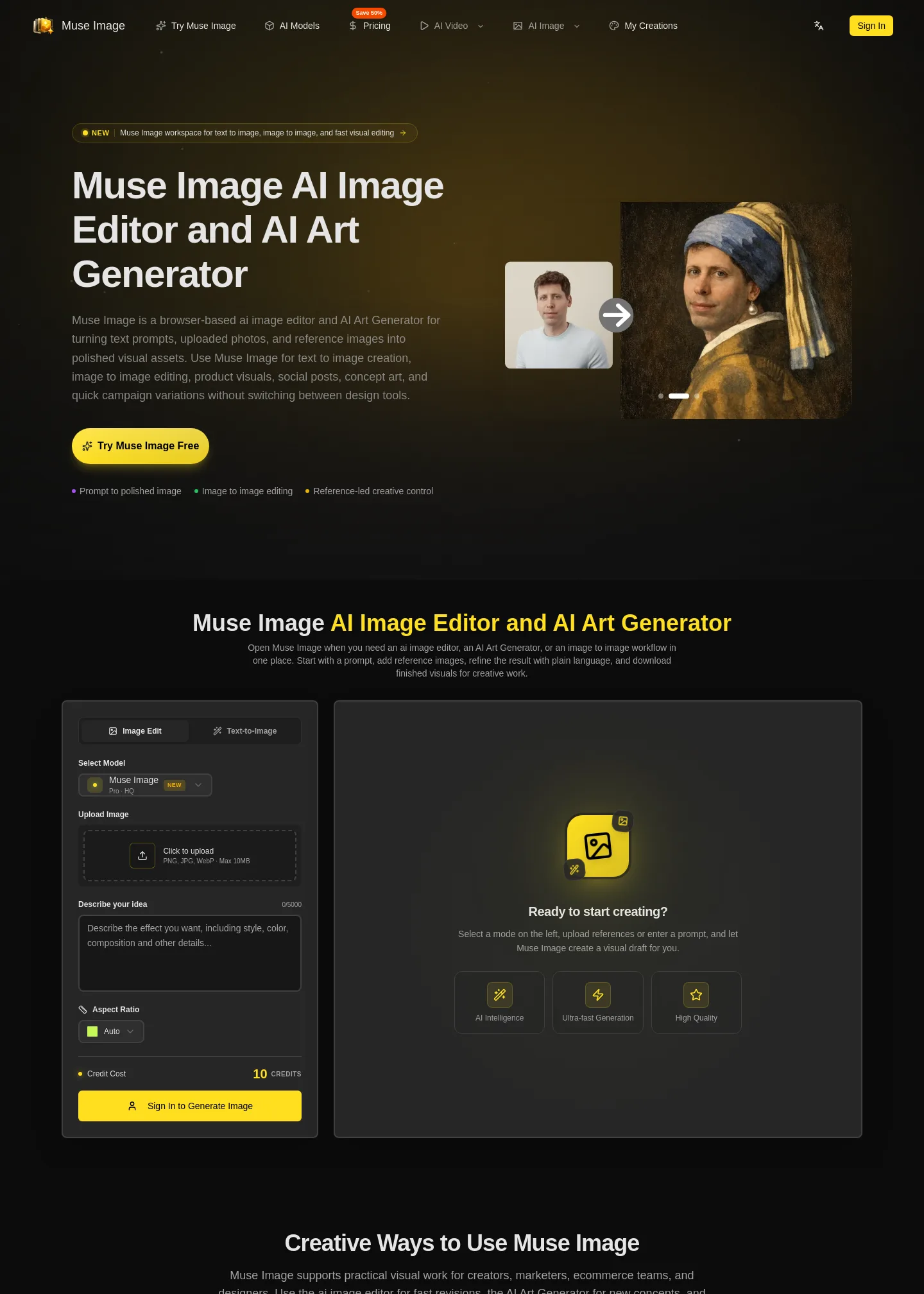 museimageai.pro — a measured funnel