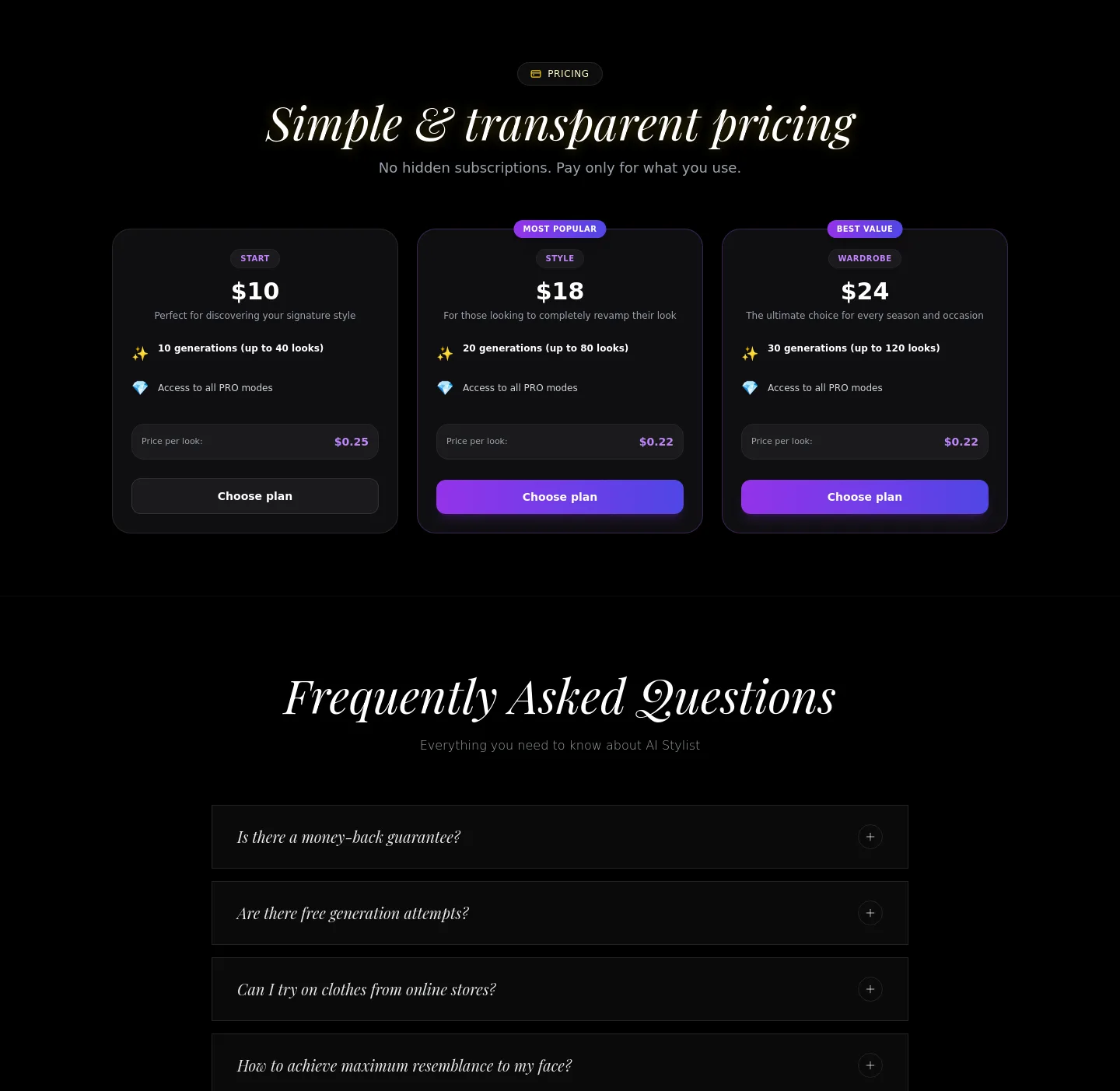 mybestlook.app — Pricing