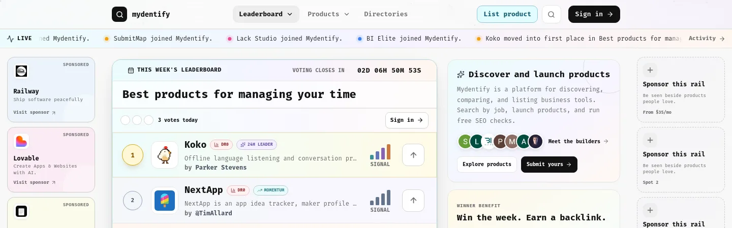 mydentify.com — a measured funnel