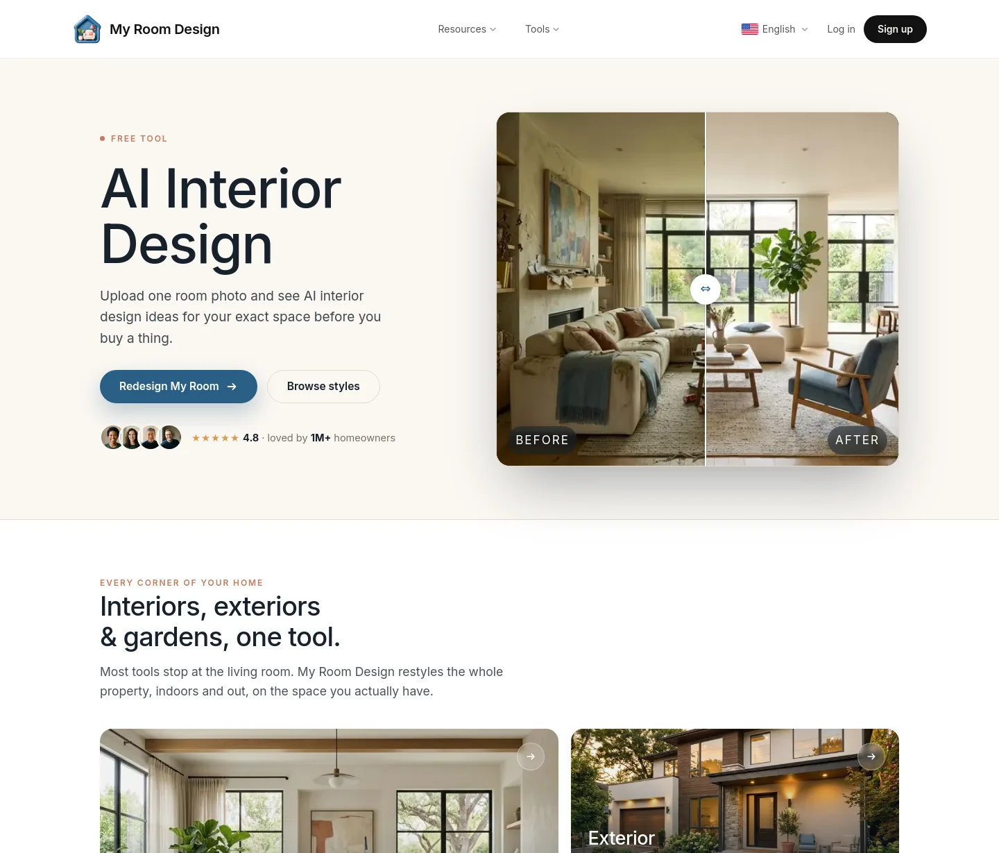 myroomdesign.ai — a real The Objection-Handler page
