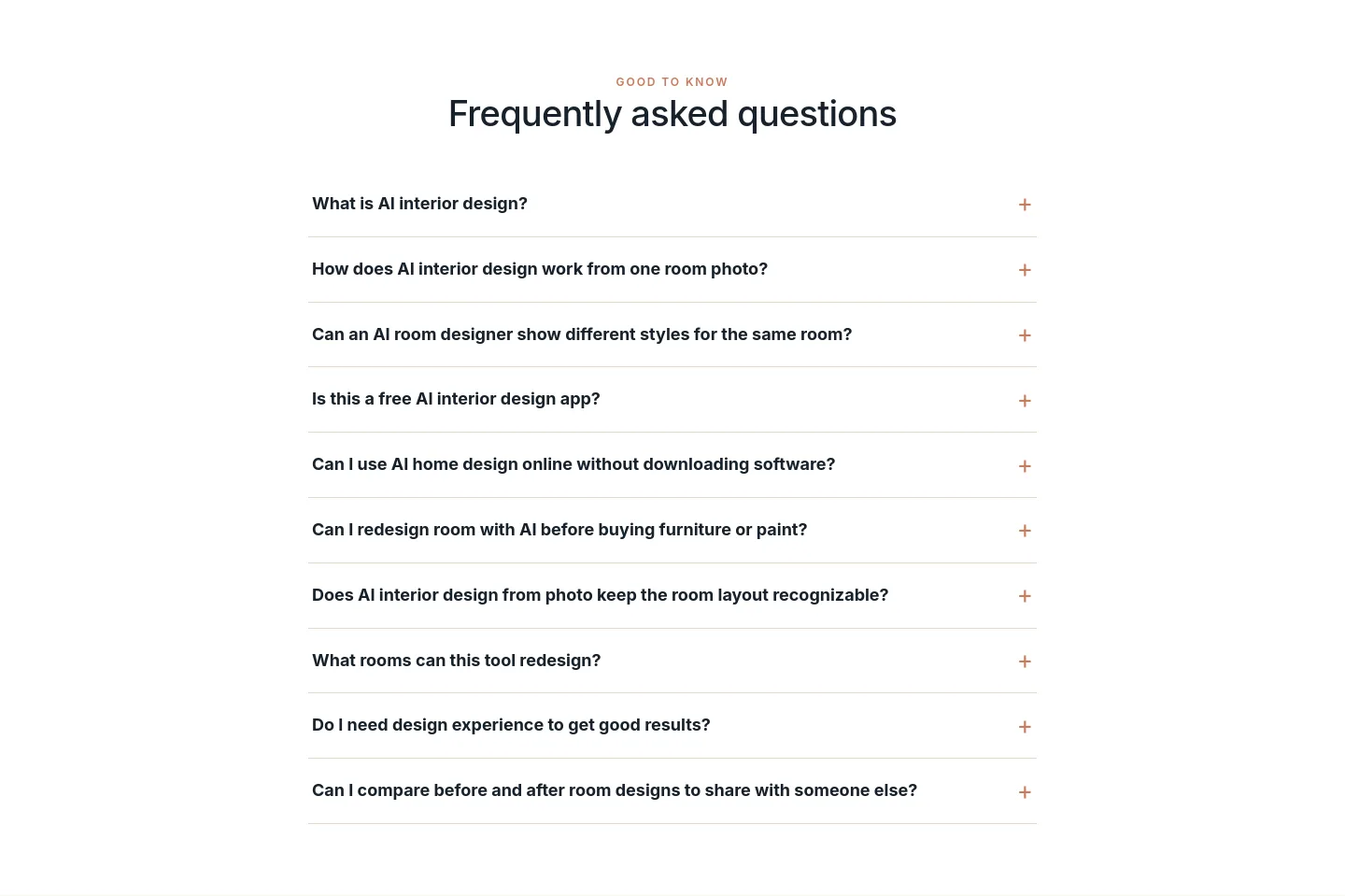 myroomdesign.ai FAQ section
