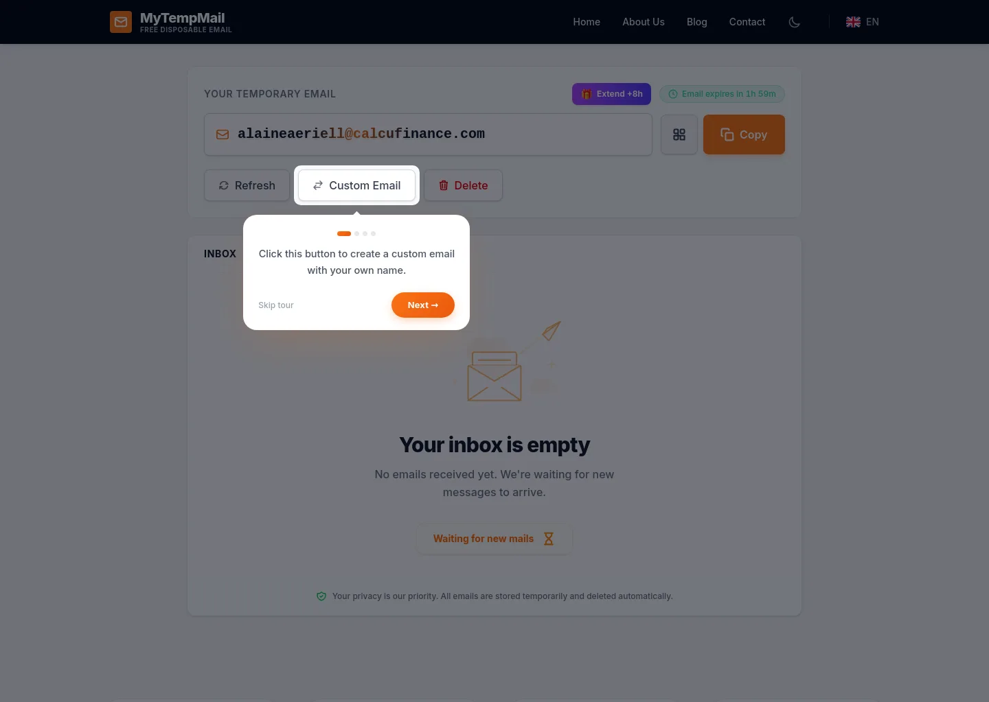 mytempmail.tech — a measured funnel