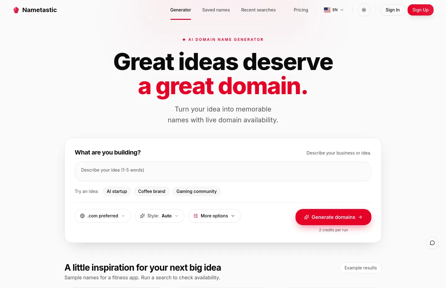 nametastic.com — a measured funnel