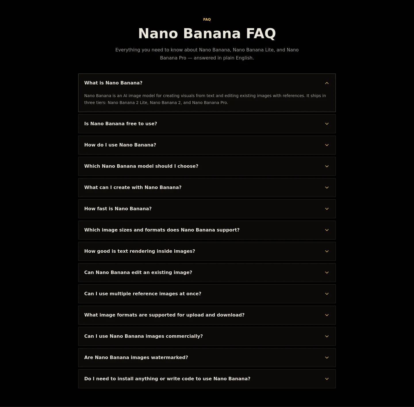 nanobanana.bingo FAQ section