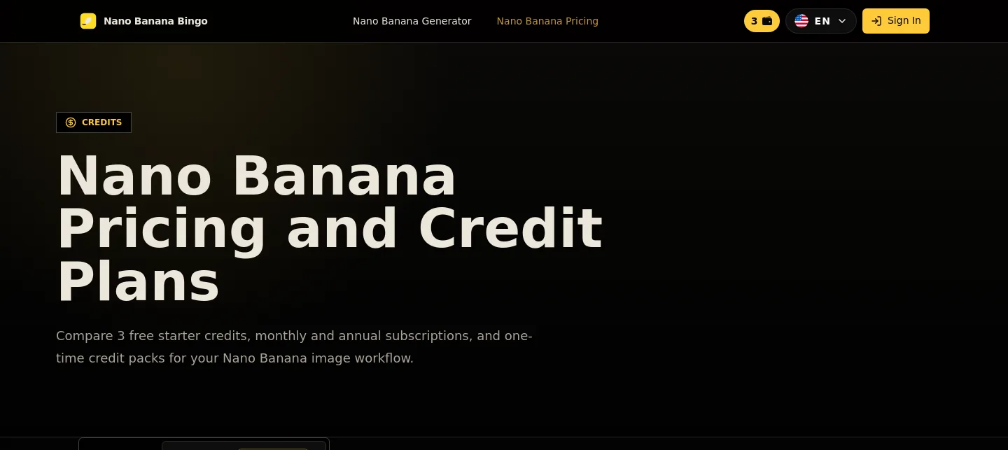 nanobanana.bingo Hero section