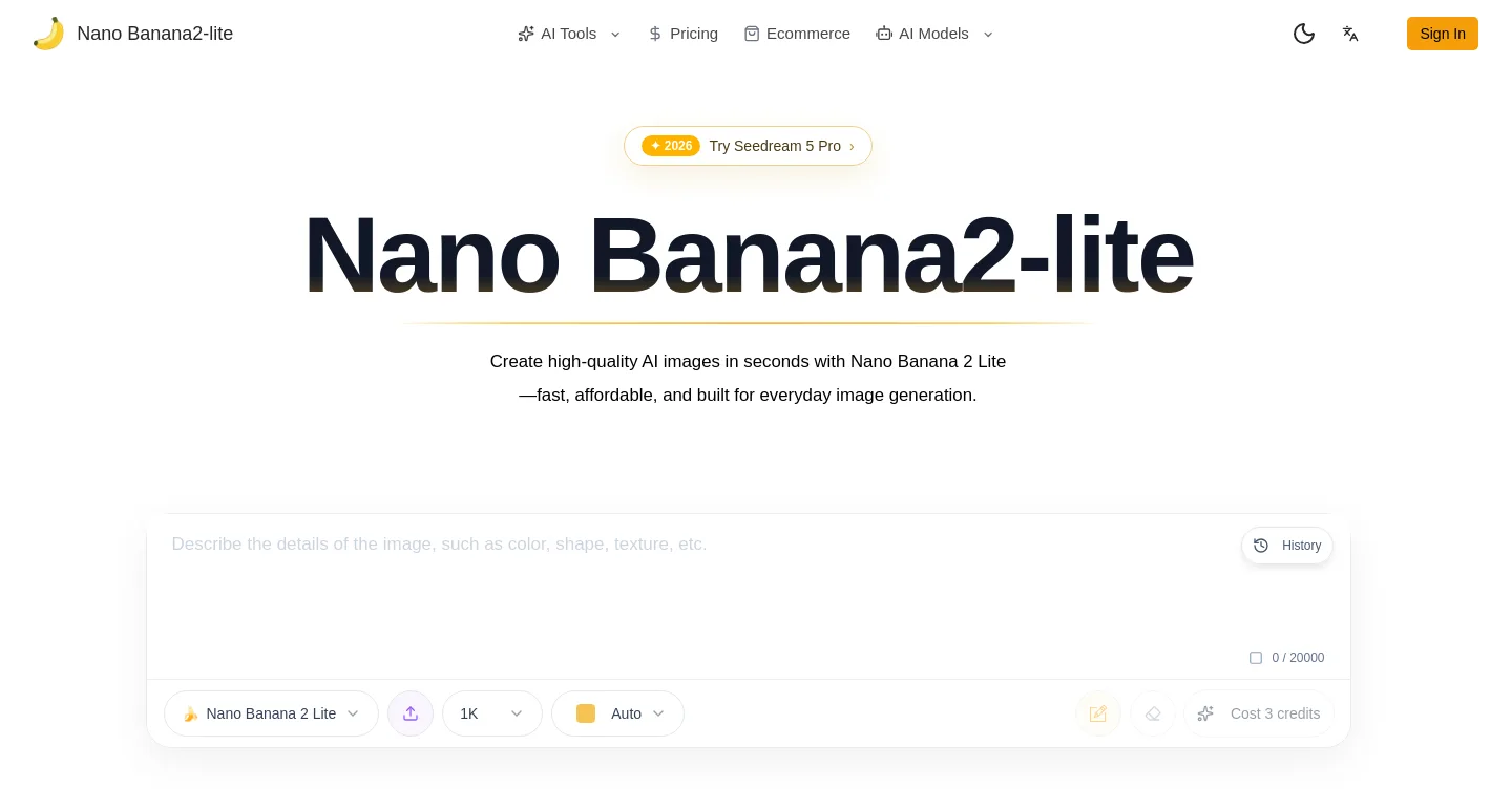 nanobanana2-lite.io Hero section