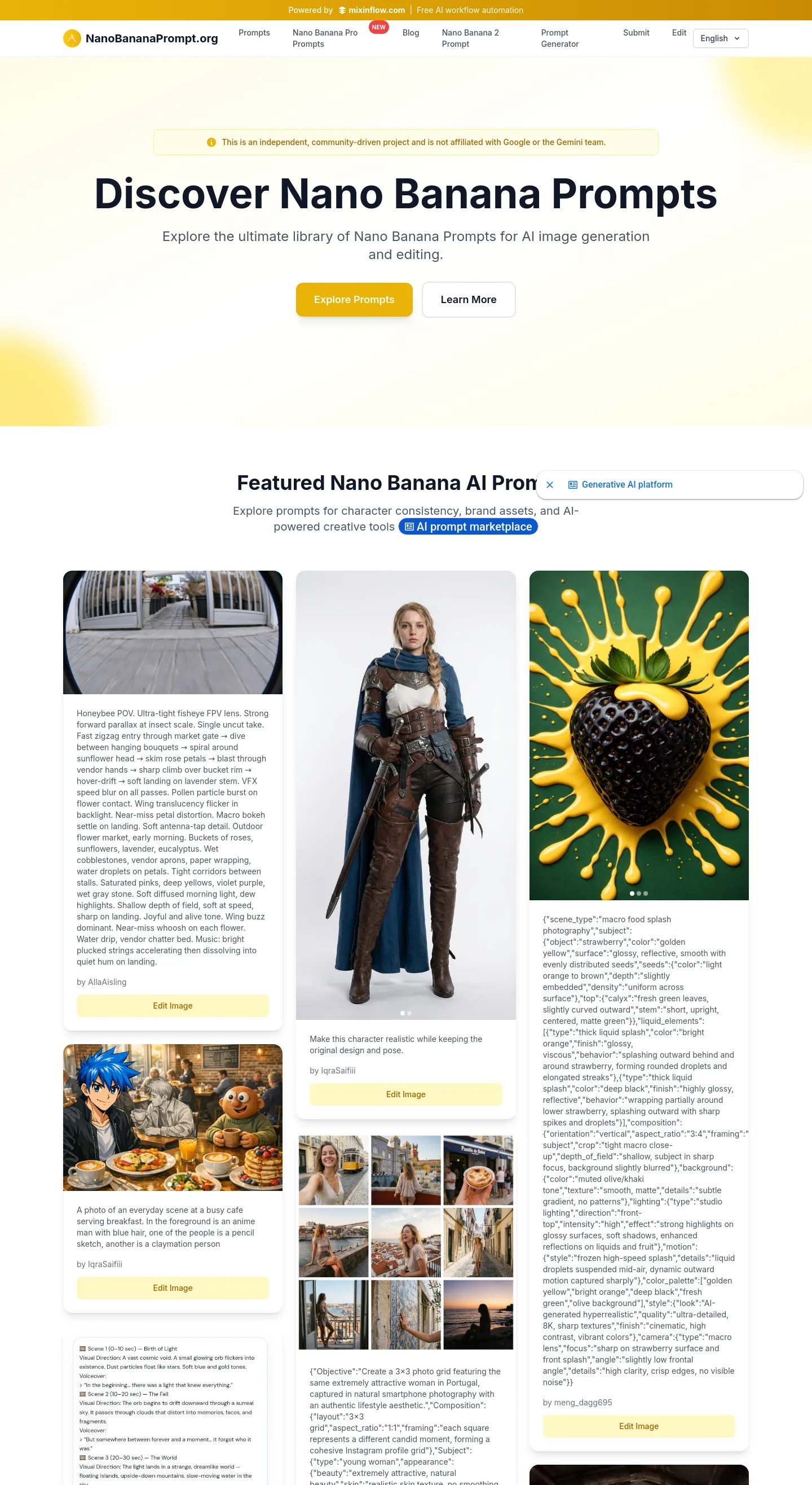 nanobananaprompt.org — a measured funnel