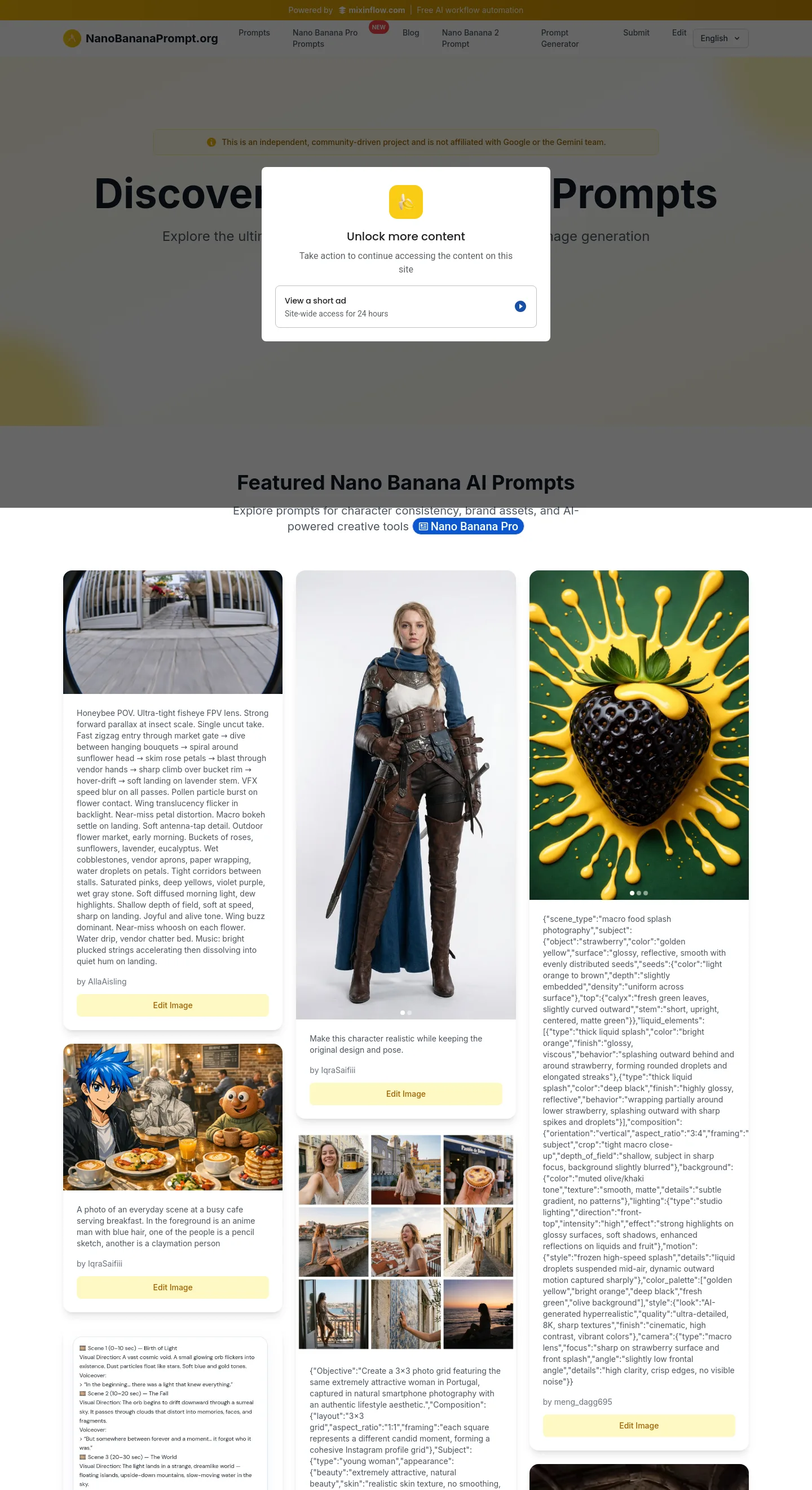nanobananaprompt.org — a measured funnel