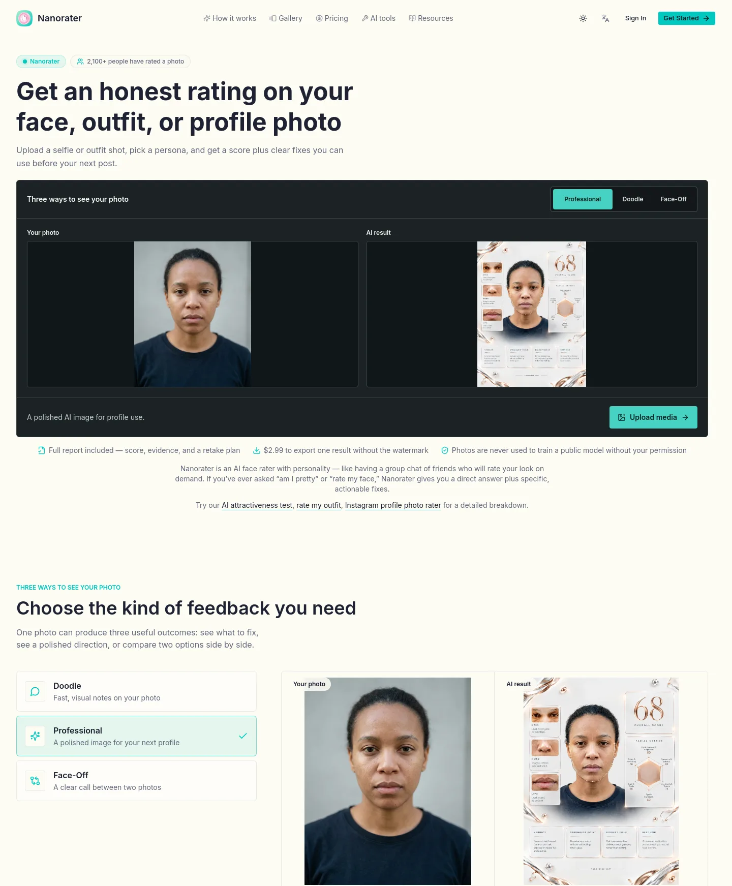 nanorater.com — a measured funnel