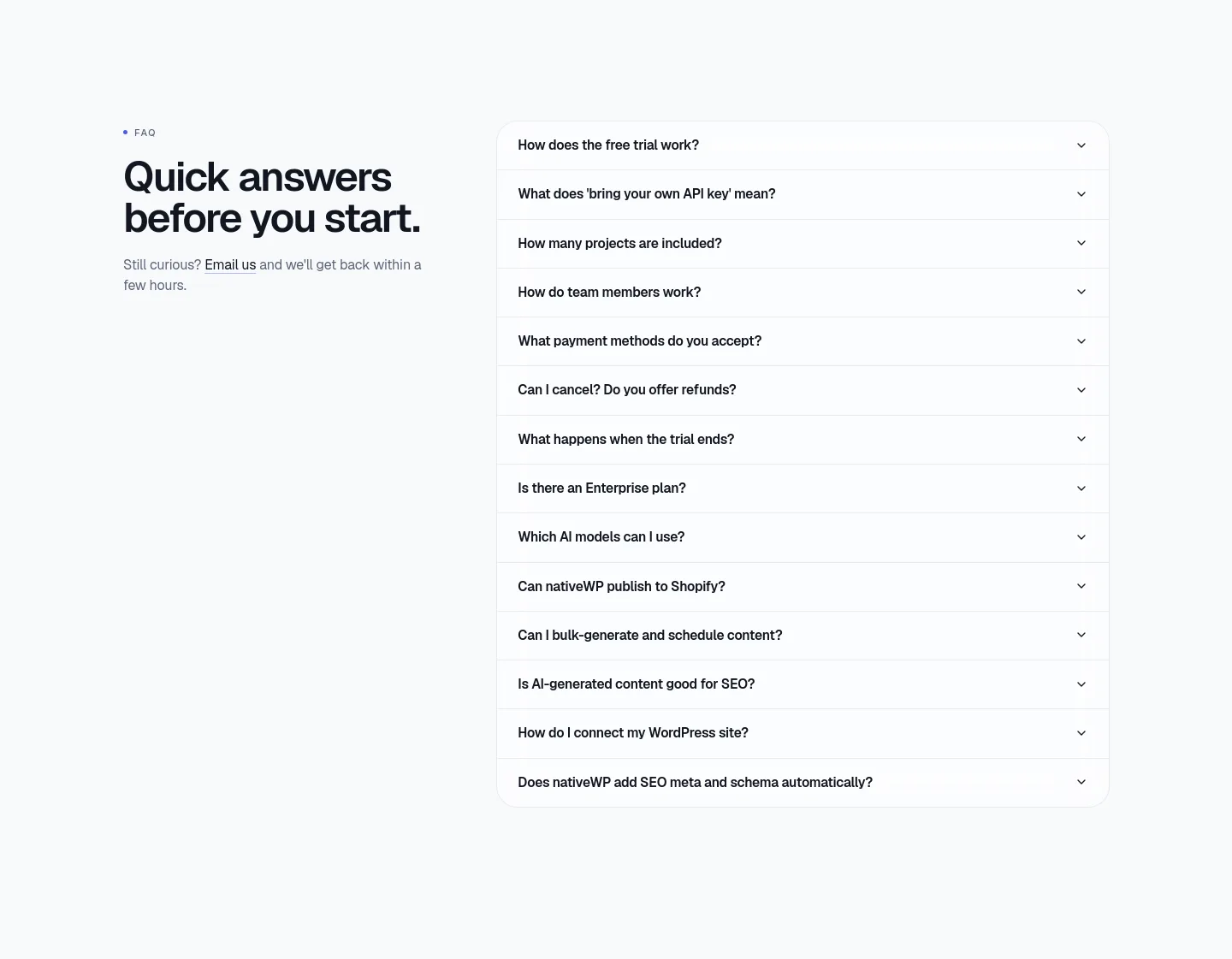 nativewp.app FAQ section