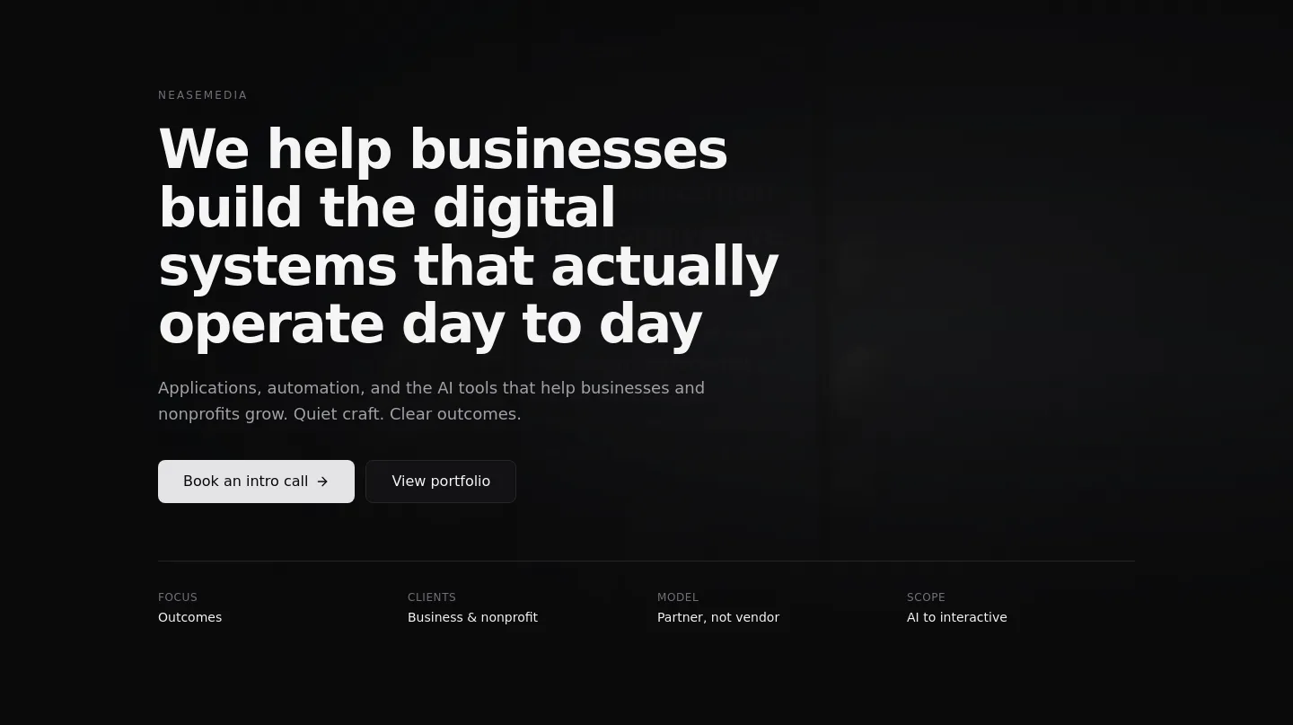 neasemedia.com Hero section