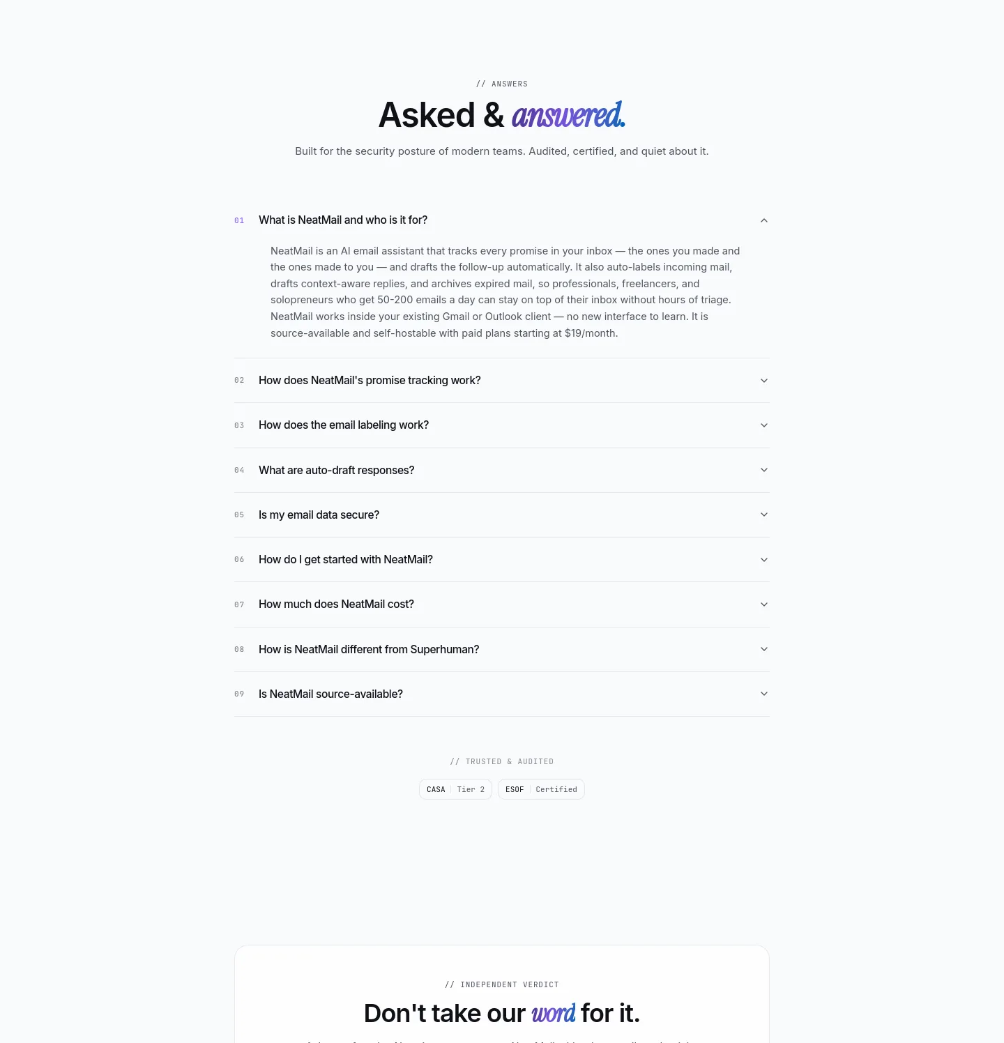 neatmail.app FAQ section