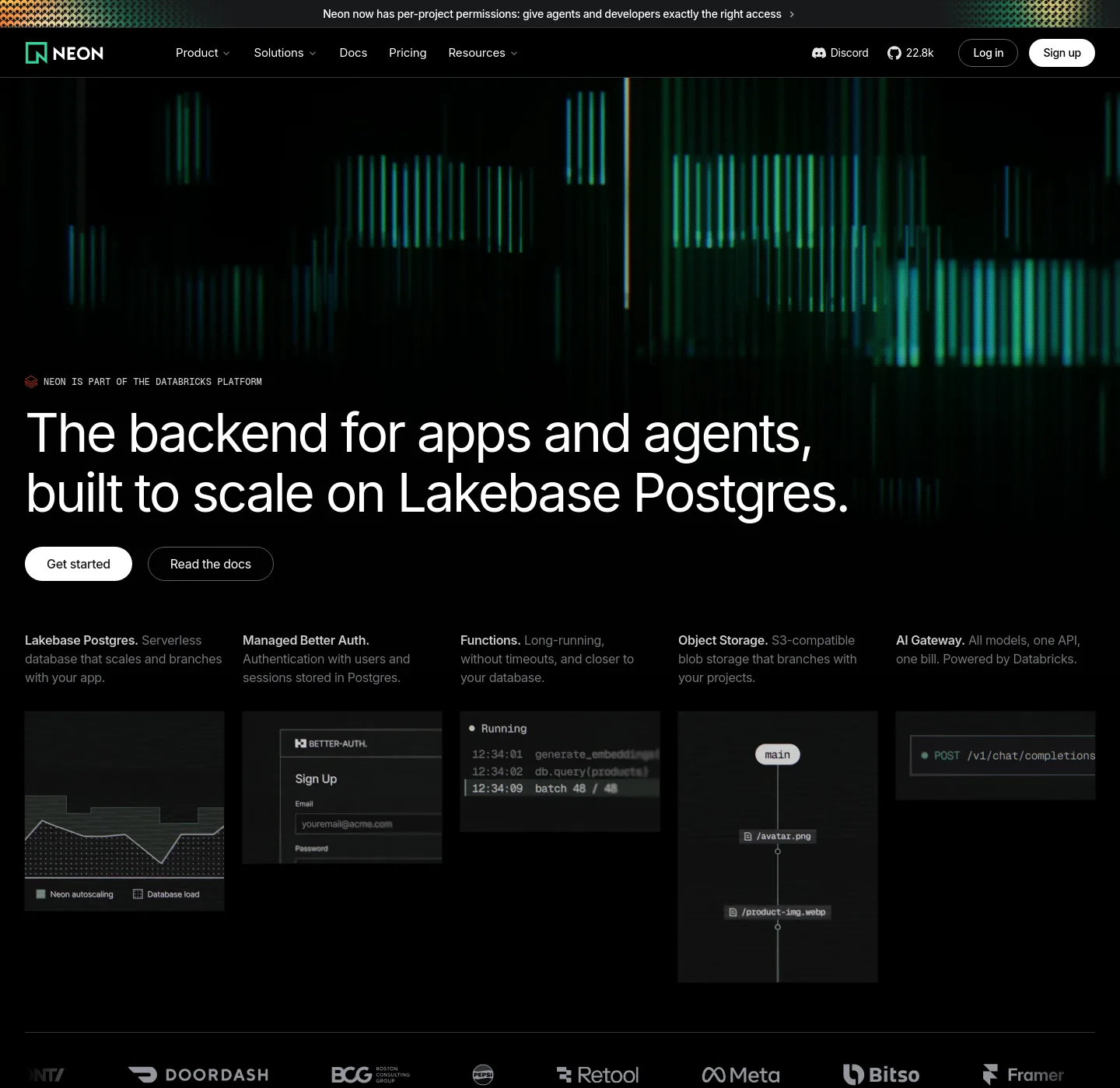 neon.tech — a real The Trust Wall page