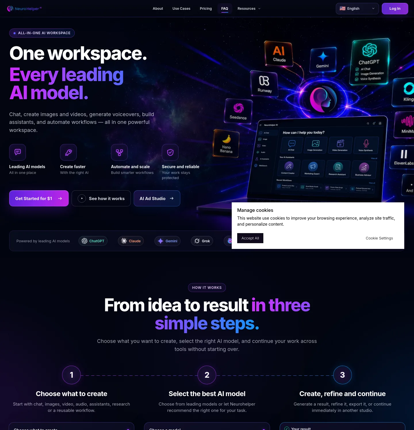 neurohelper.ai — Hero + Pricing