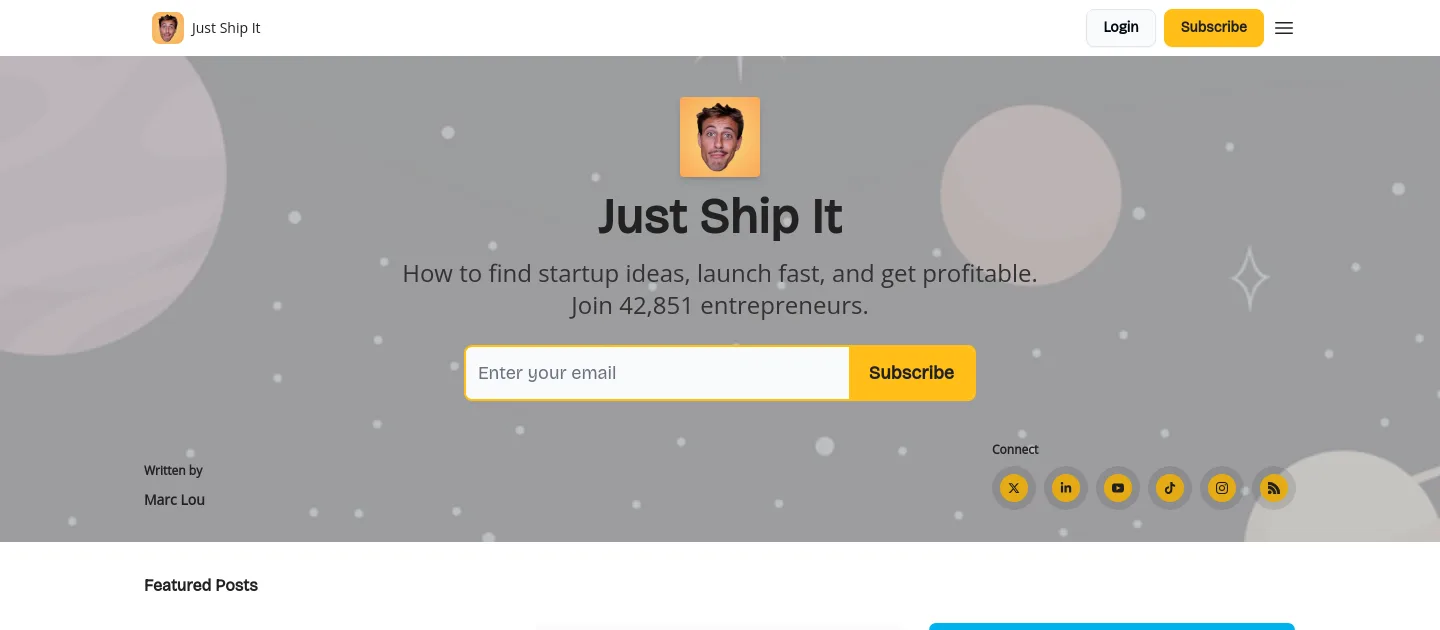 newsletter.marclou.com — a measured funnel