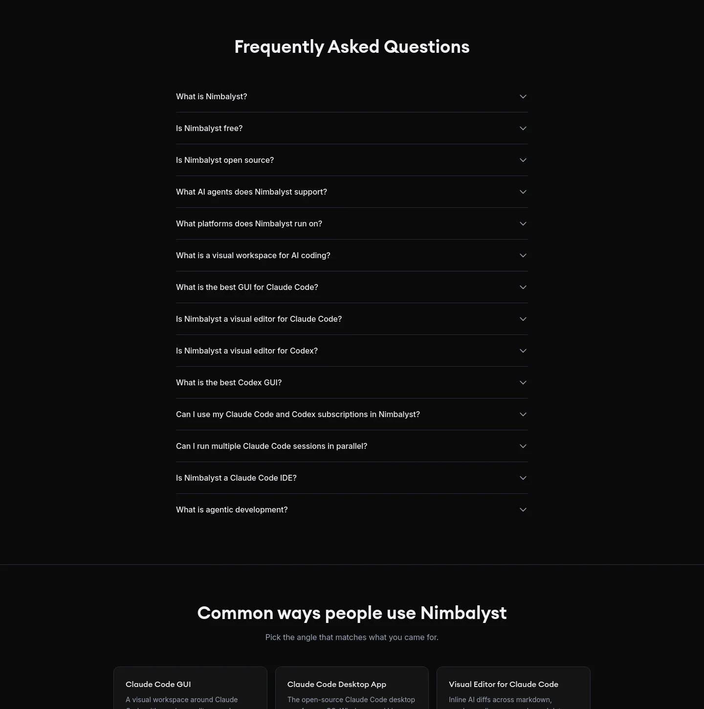 nimbalyst.com FAQ section