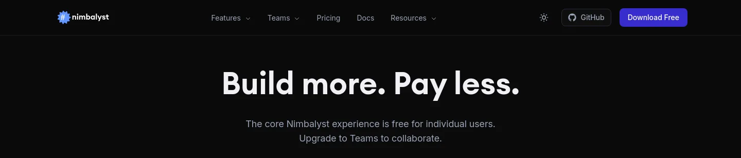 nimbalyst.com Hero section