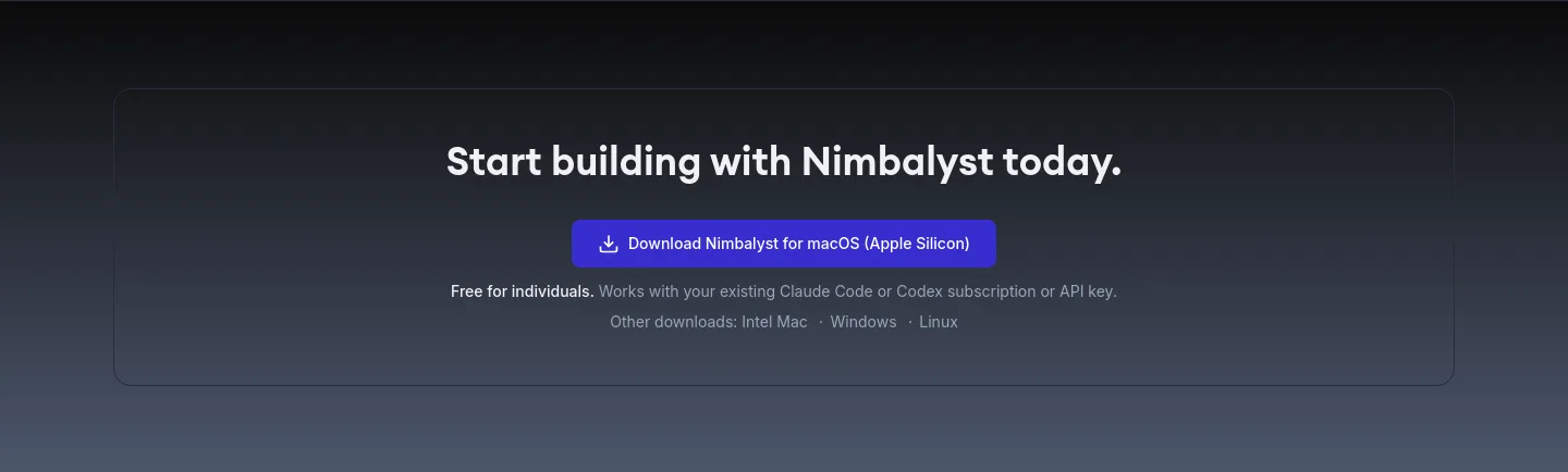 nimbalyst.com — a real Logo Wall section