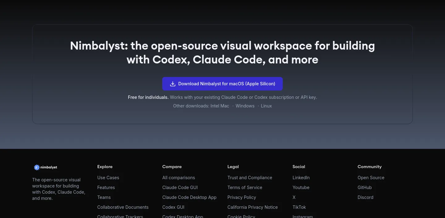 nimbalyst.com — a real Logo Wall section