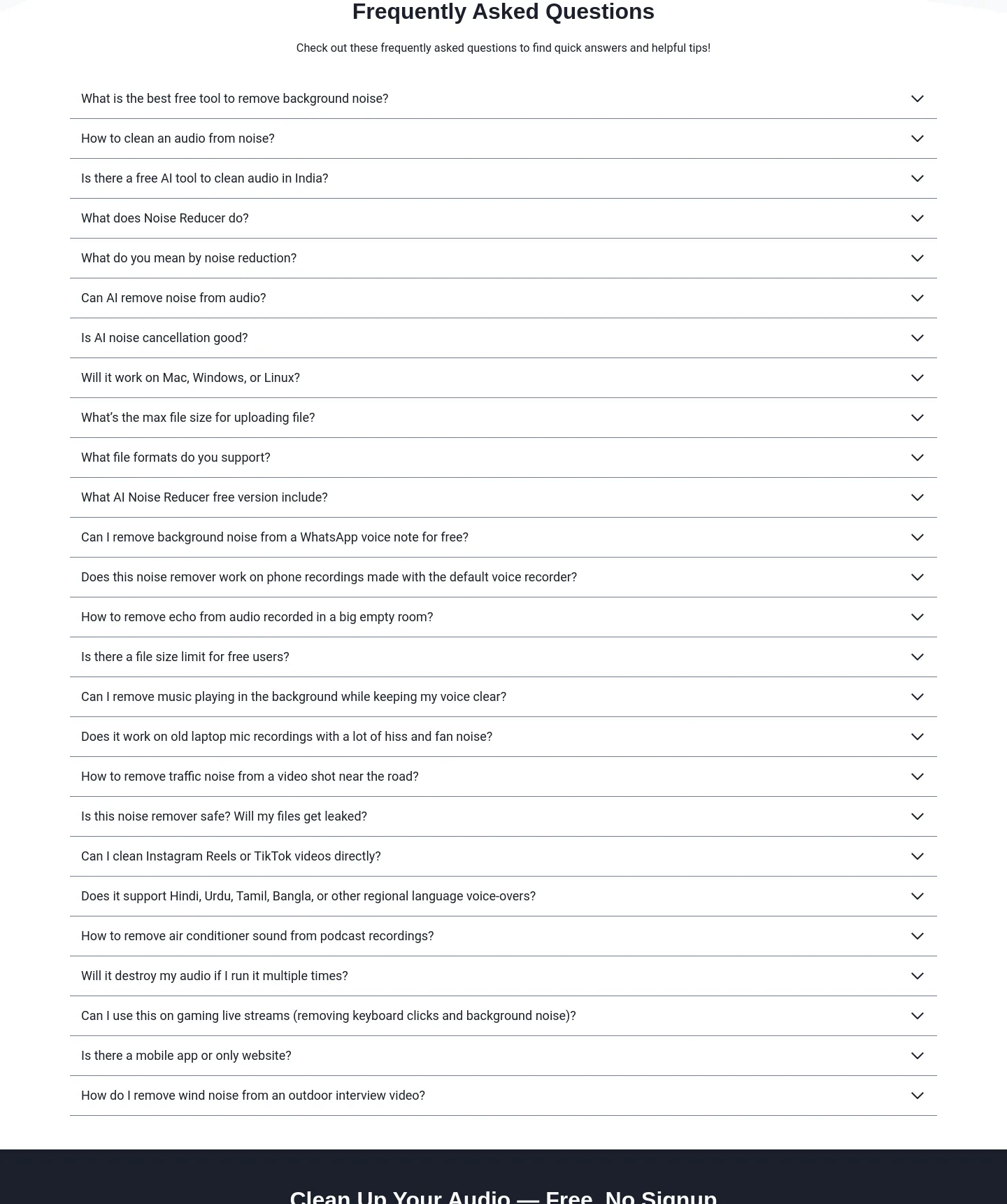 noisereducerai.com — FAQ