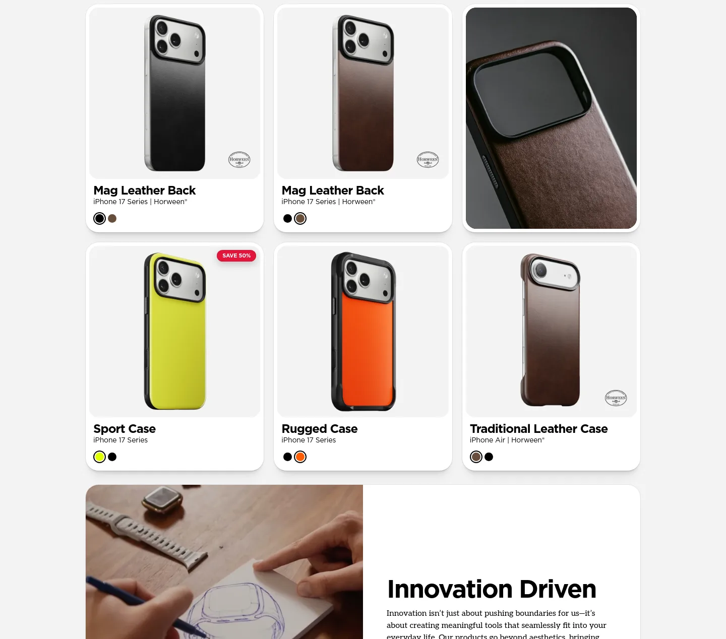 nomadgoods.com — a real Features section