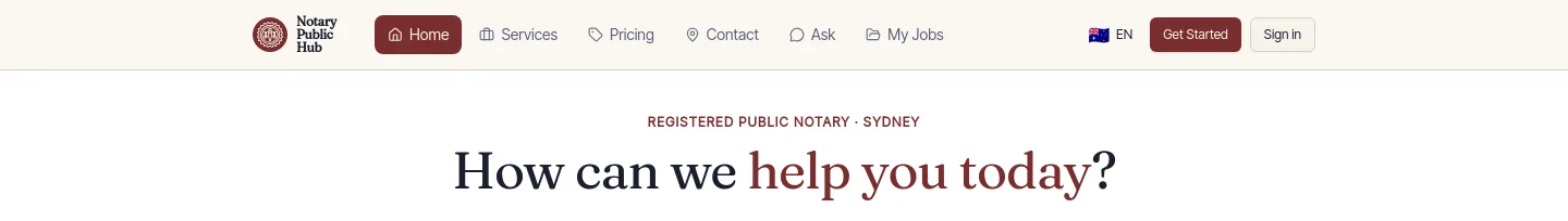 notarypublichub.com.au — a measured funnel
