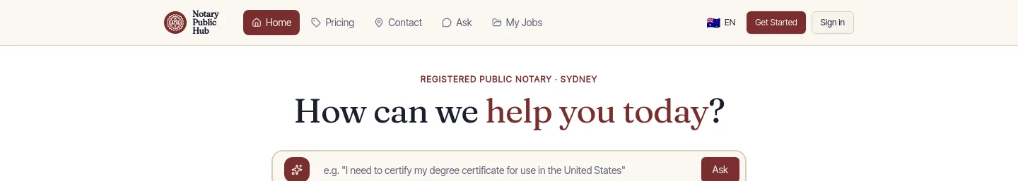 notarypublichub.com.au — a measured funnel