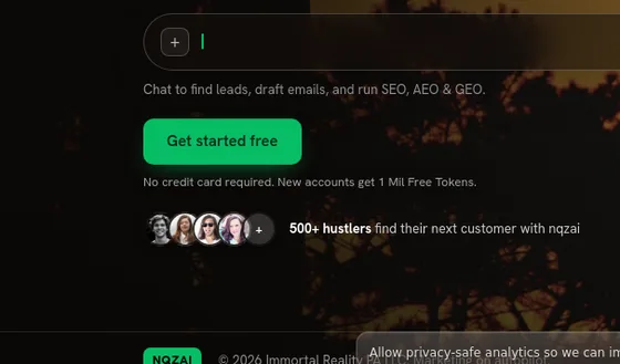 No credit card element from nqz.ai