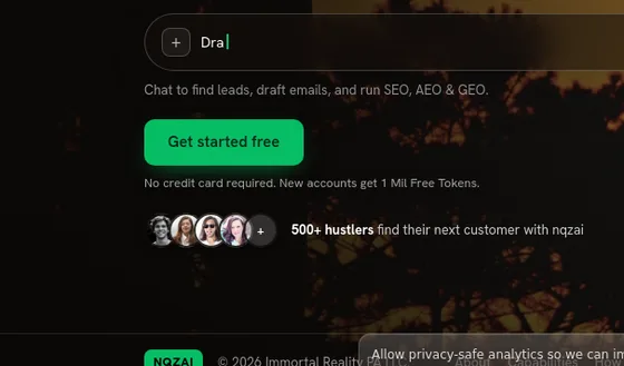 No credit card element from nqz.ai