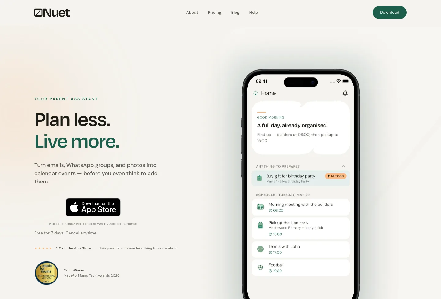 nuet.ai — a measured funnel