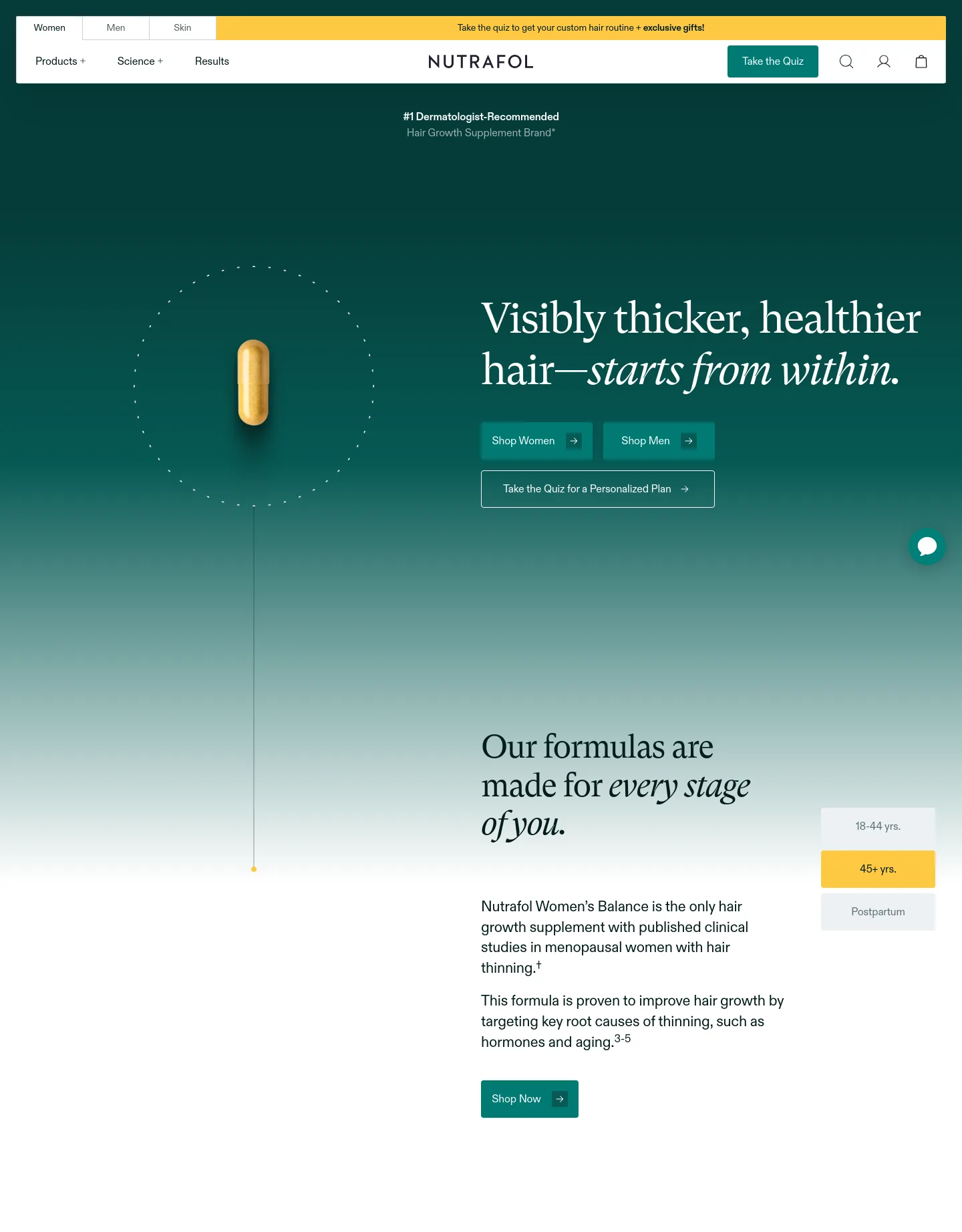 nutrafol.com — a real Hero section