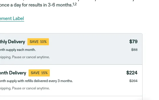 Price anchor element from nutrafol.com