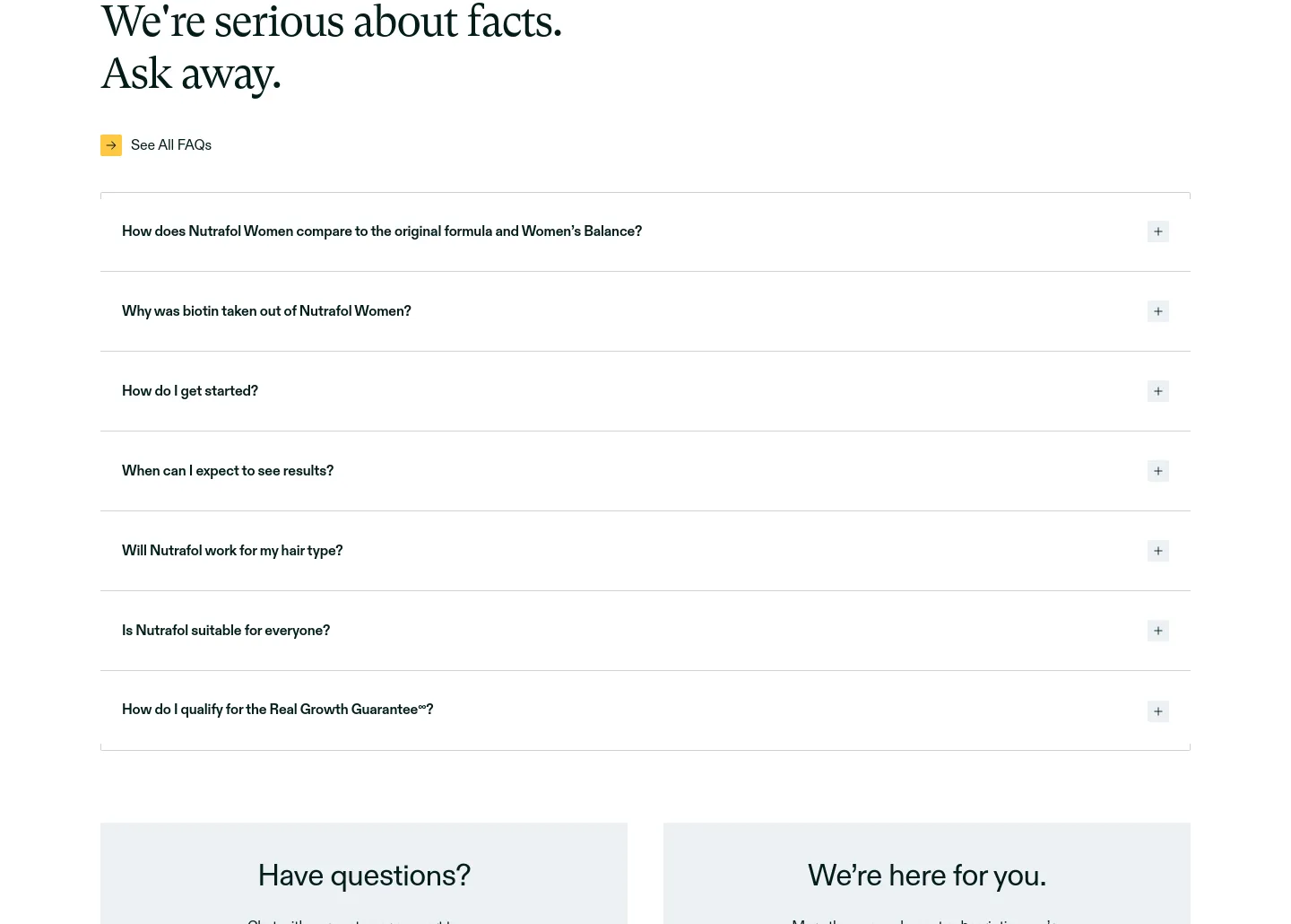 nutrafol.com — a real FAQ section