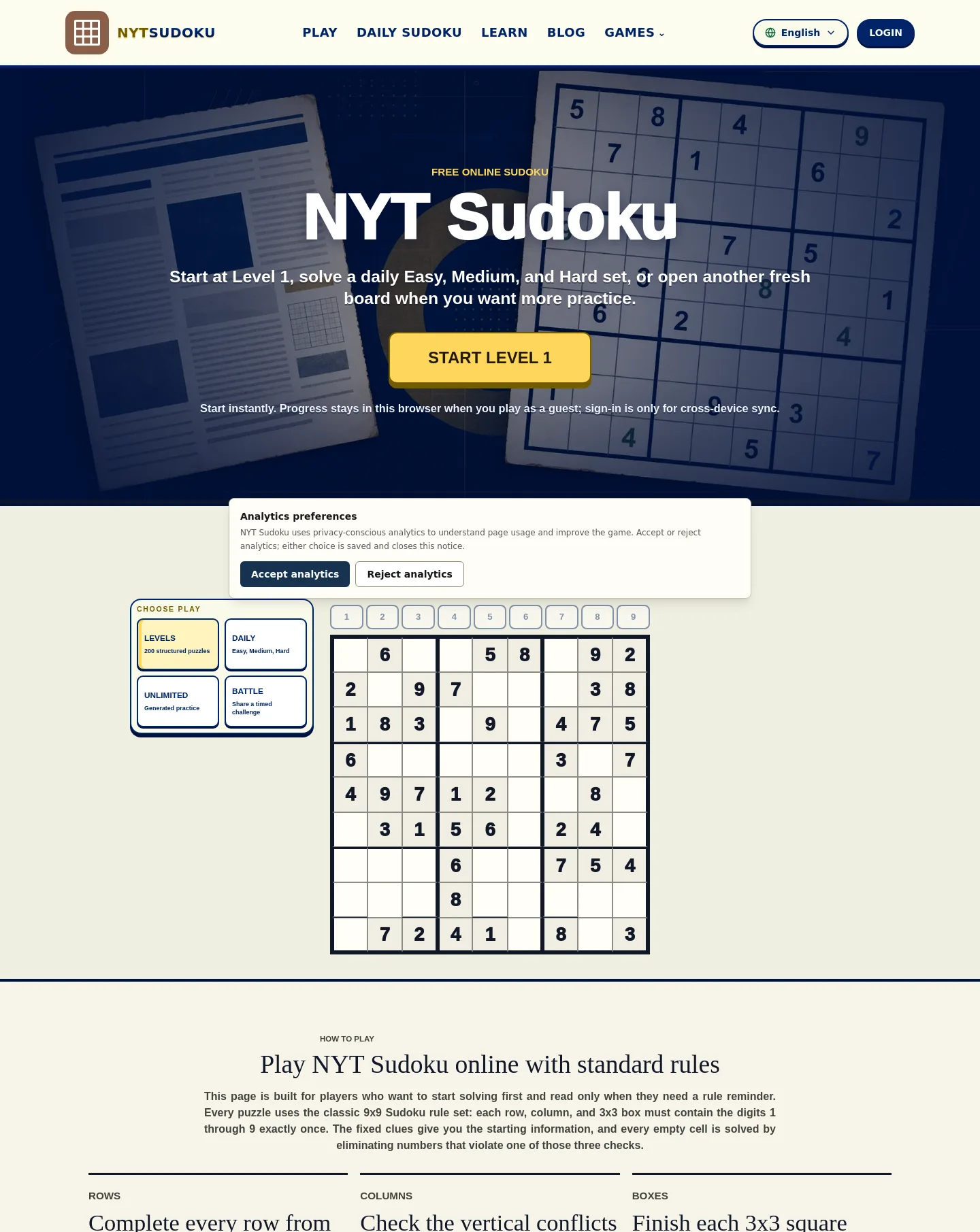 nyt-sudoku.net — a measured funnel