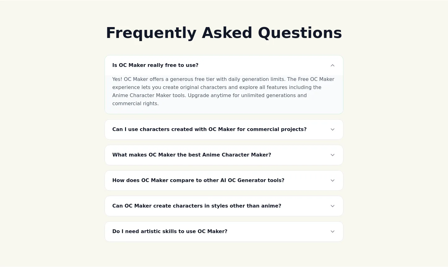 oc-maker.org FAQ section