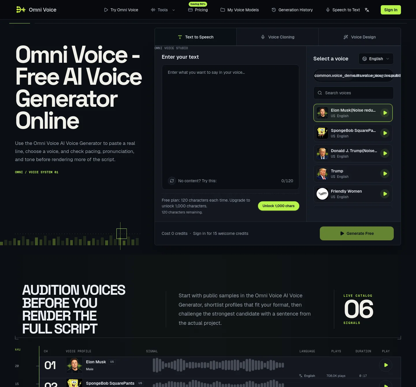 omni-voice.app Hero section