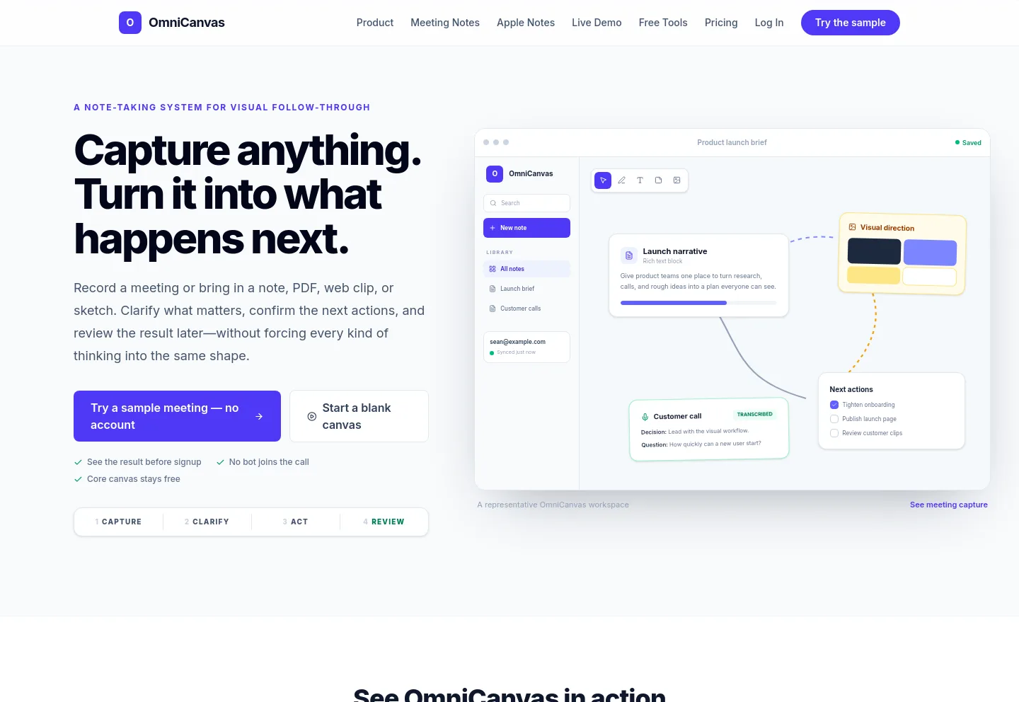 omnicanvasnotes.com Hero section