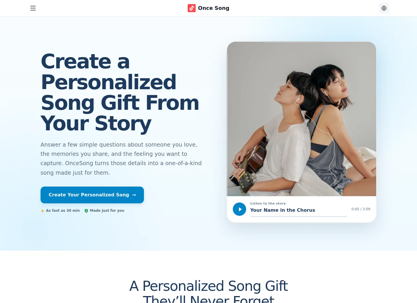 oncesong.com — a measured funnel