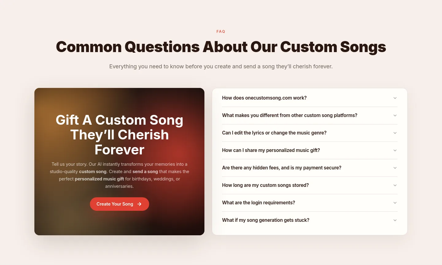 onecustomsong.com — FAQ