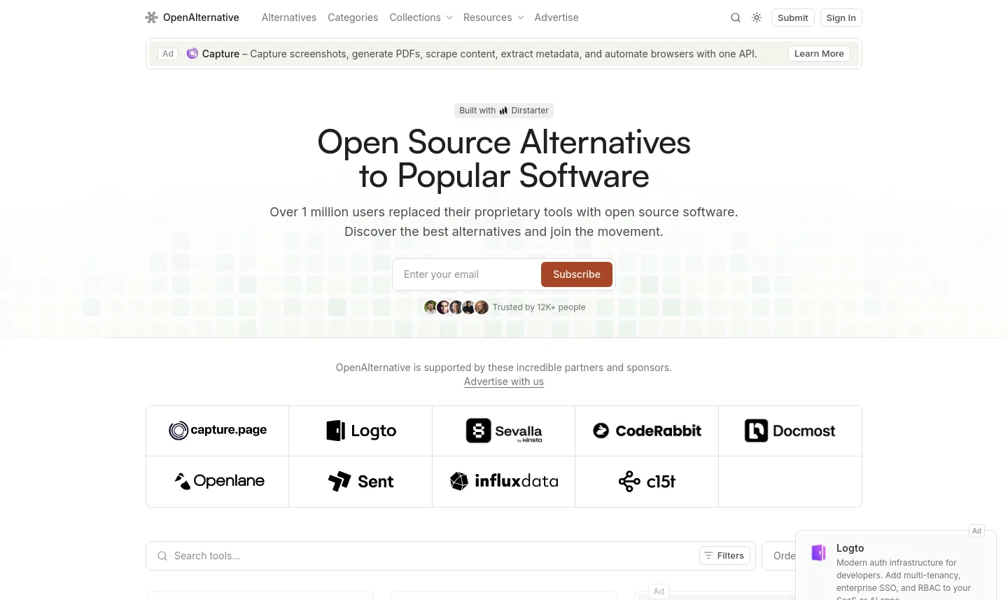 openalternative.co — a measured funnel