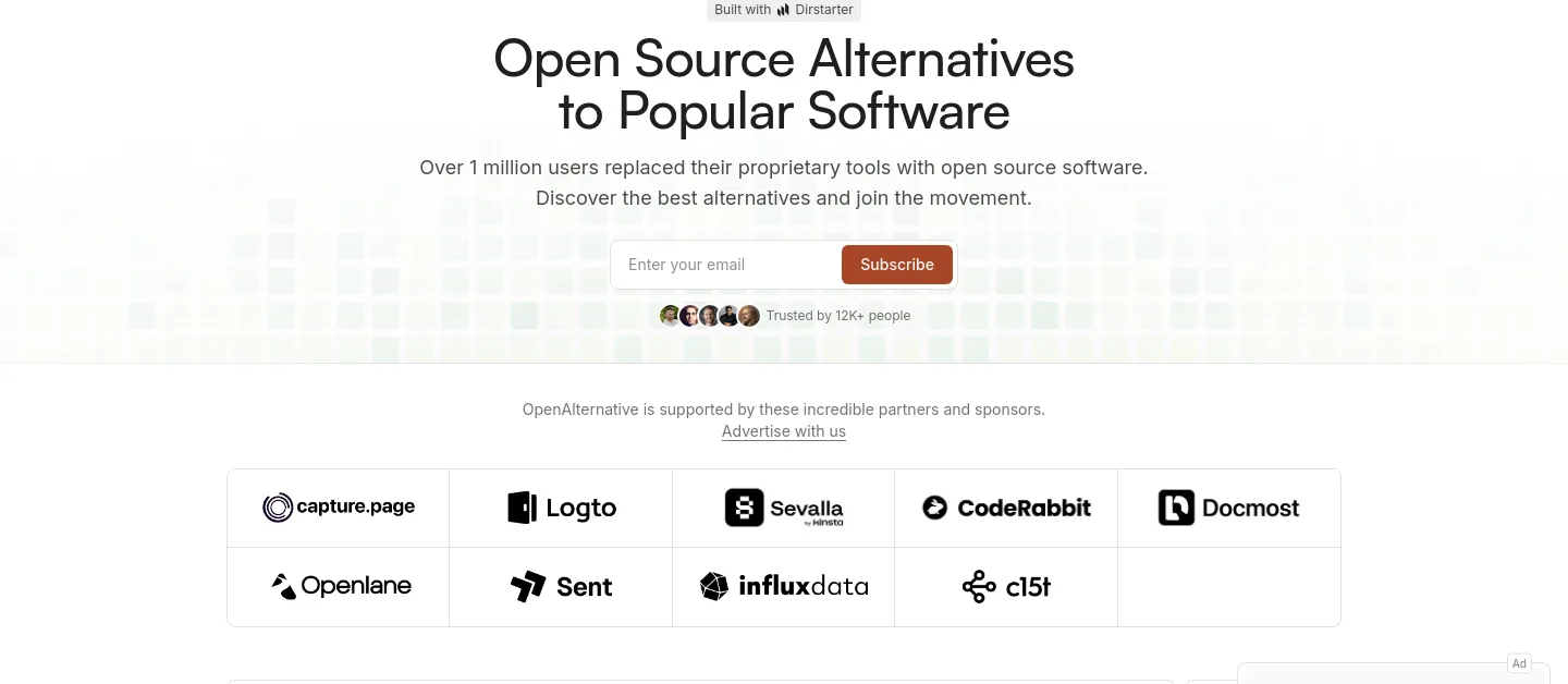 openalternative.co Hero section