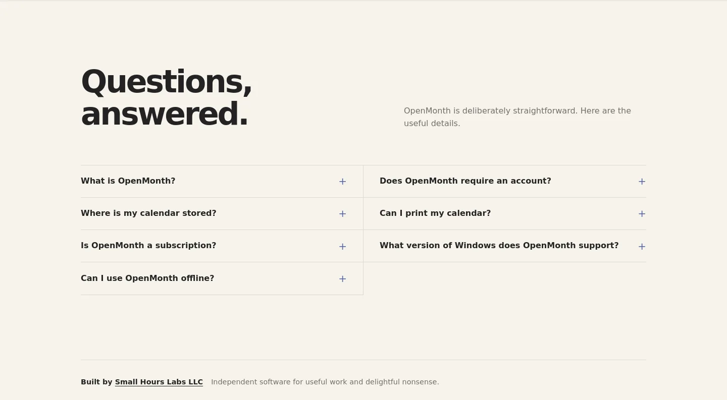 openmonth.app — FAQ