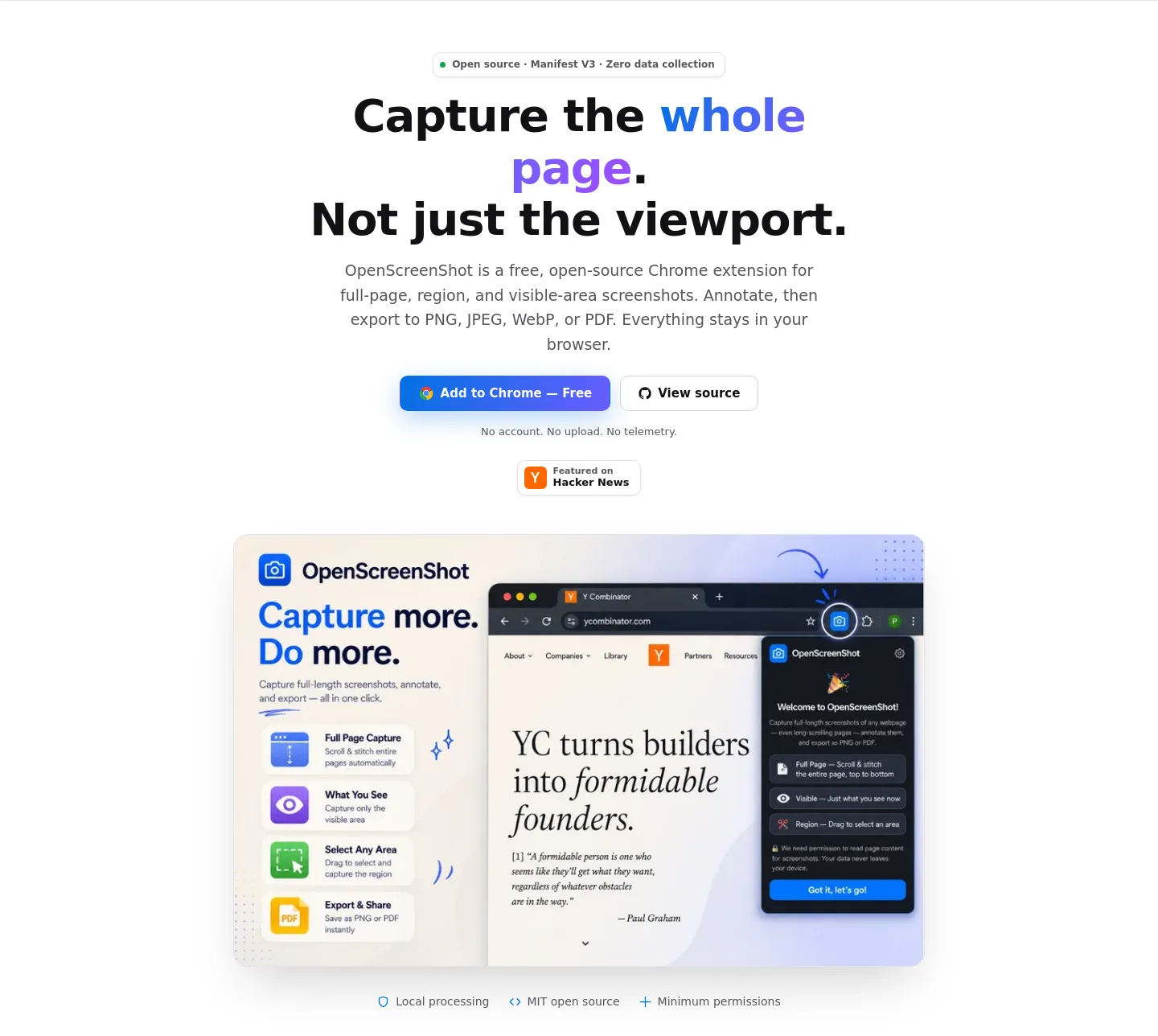 openscreenshot.app — Hero