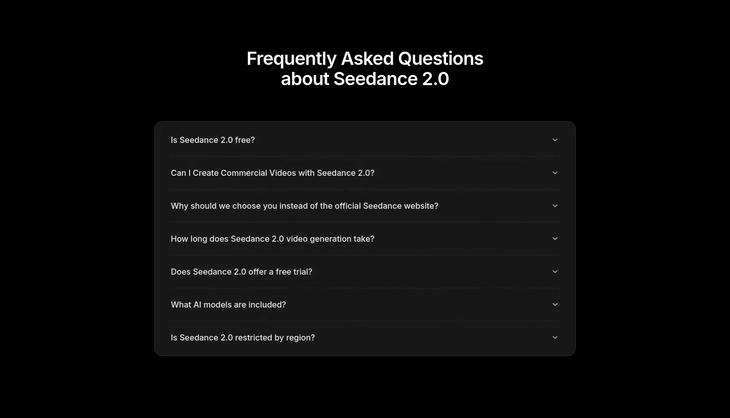 openseedance.org FAQ section