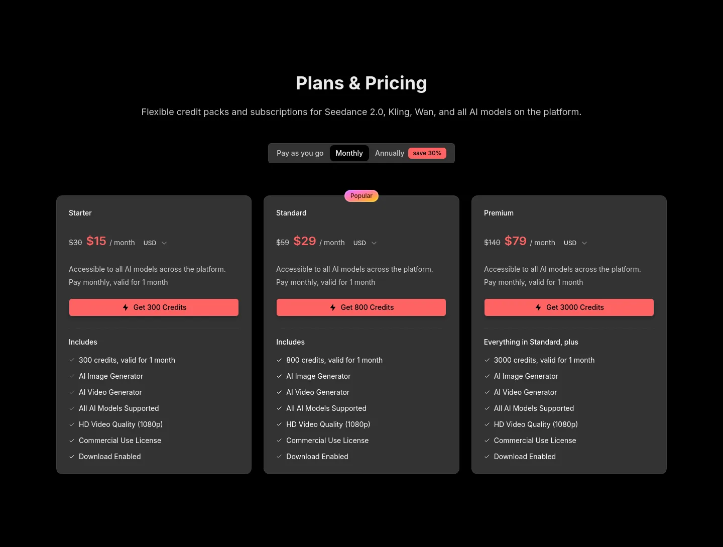 openseedance.org — Pricing