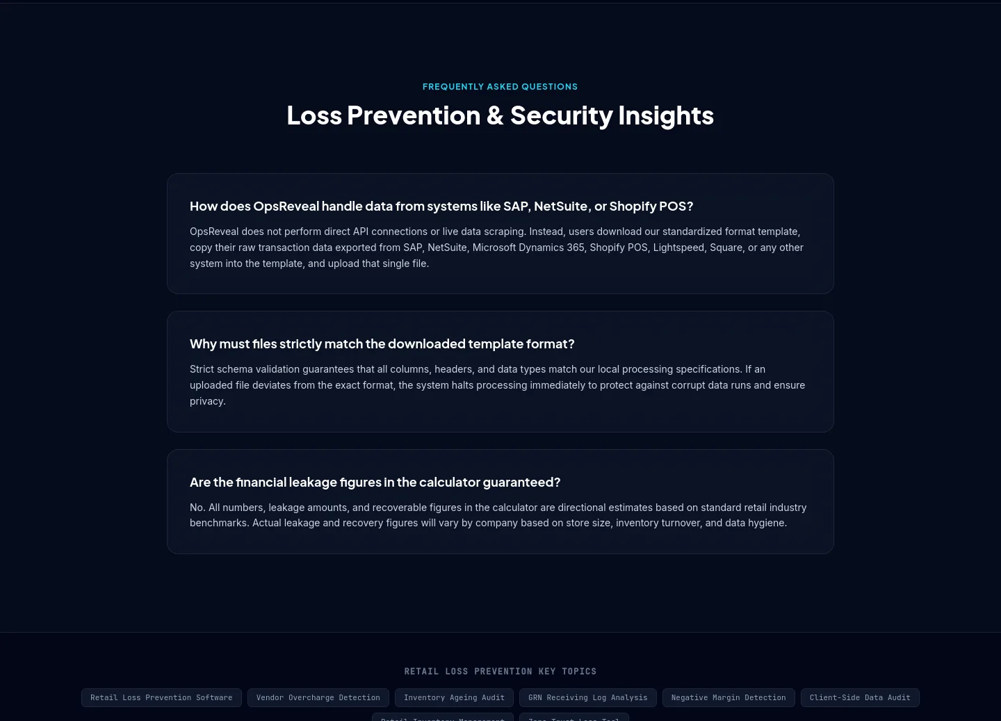 opsreveal.preventloss.org — FAQ