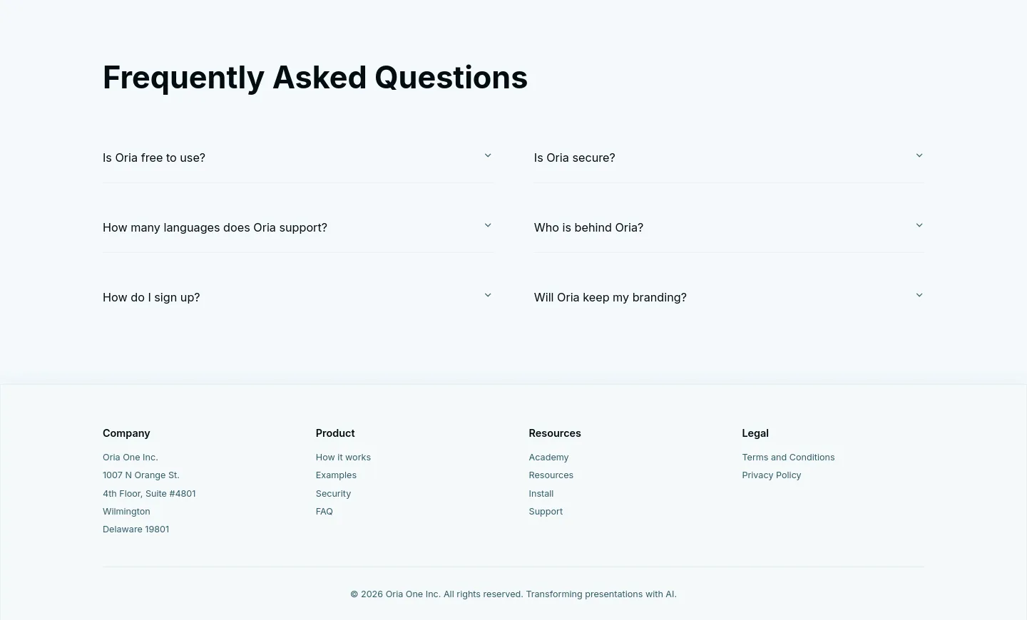 oria.one — FAQ
