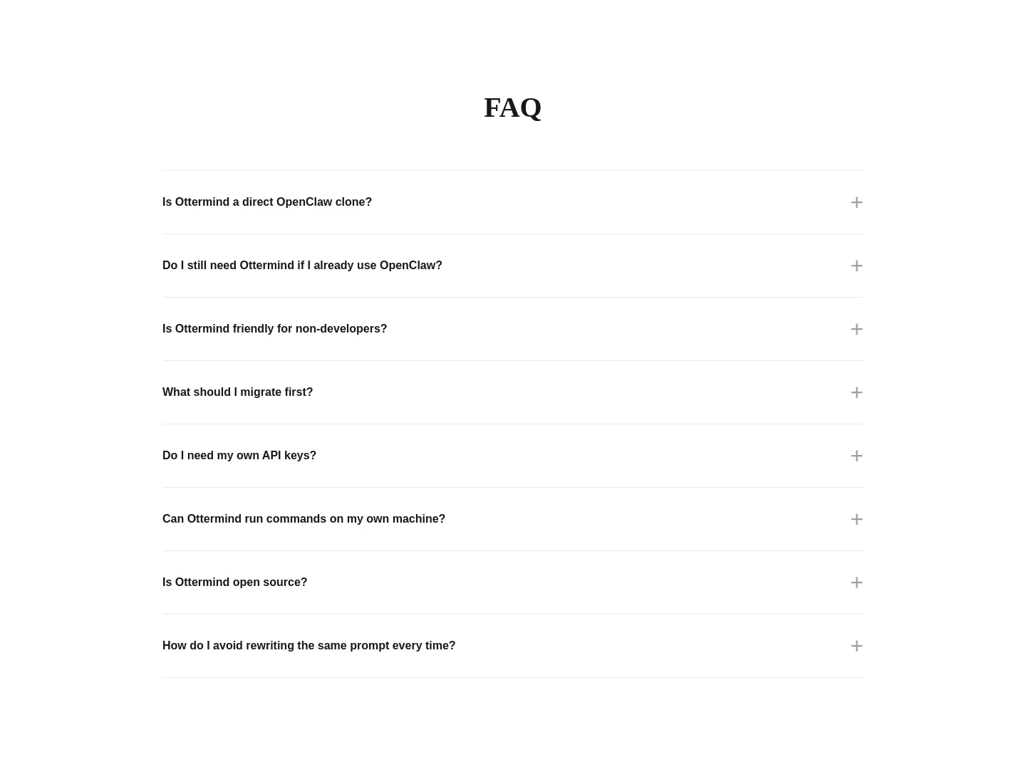 ottermind.ai FAQ section