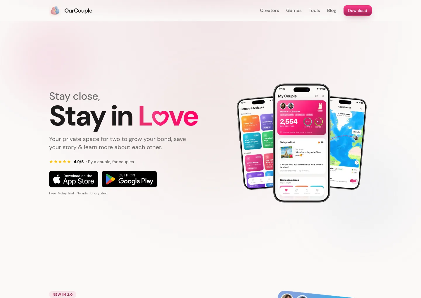 ourcouple.app Hero section